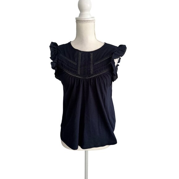 POINT SUR Navy Blue Ruffle Tank Top Size XXS - Picture 5 of 6